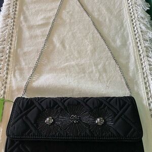Vera Bradley black clutch purse with removeable chain